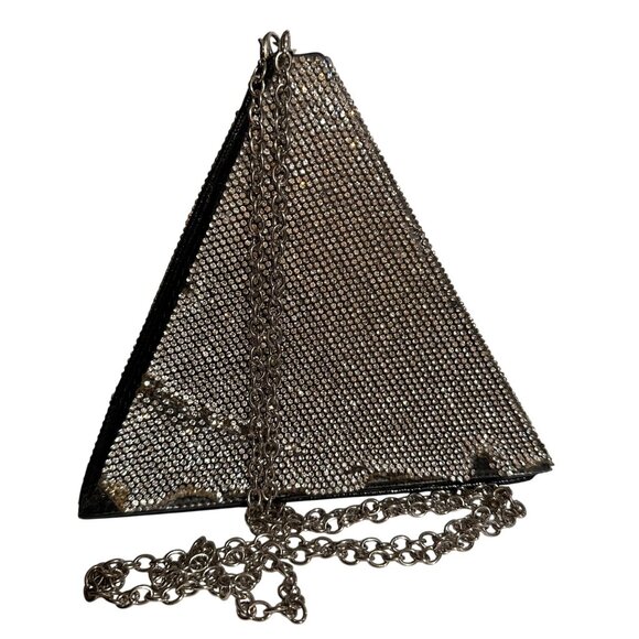 Vintage Y2K Pyramid Rhinestone Purse With Chain - Picture 7 of 11